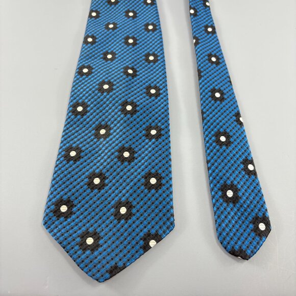 Guardsman Blue / Black Floral Men's Tie 4 1/4" x 57" Vintage - Picture 2 of 3